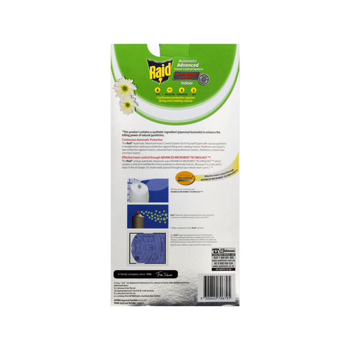 Raid Automatic Insect Control System - 30m³ - Pyrethrins - Indoor Use - SuperSaverAU - view 2