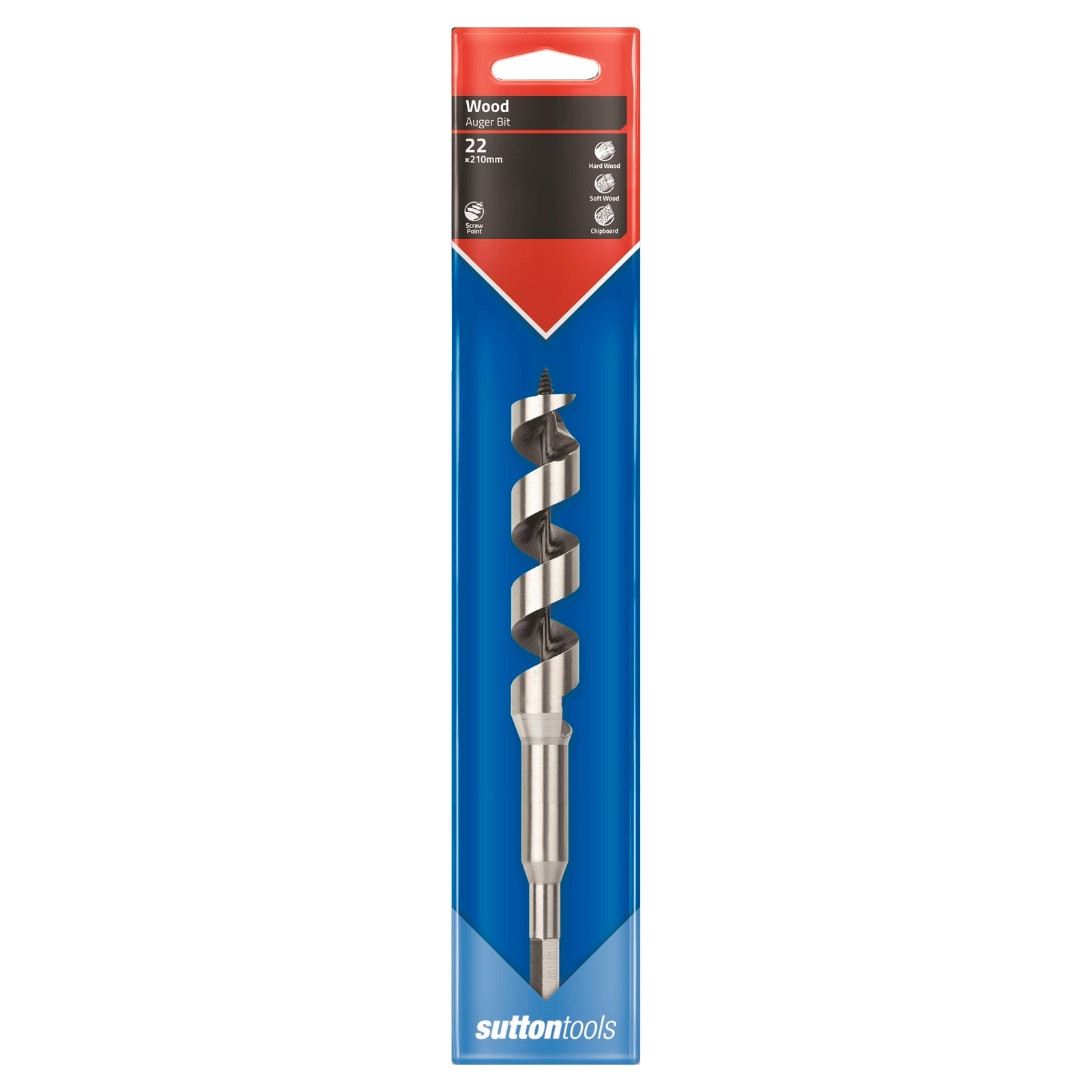 Sutton Tools 210 x 22mm Short Auger Bit Steel with Hex Shank for Timber