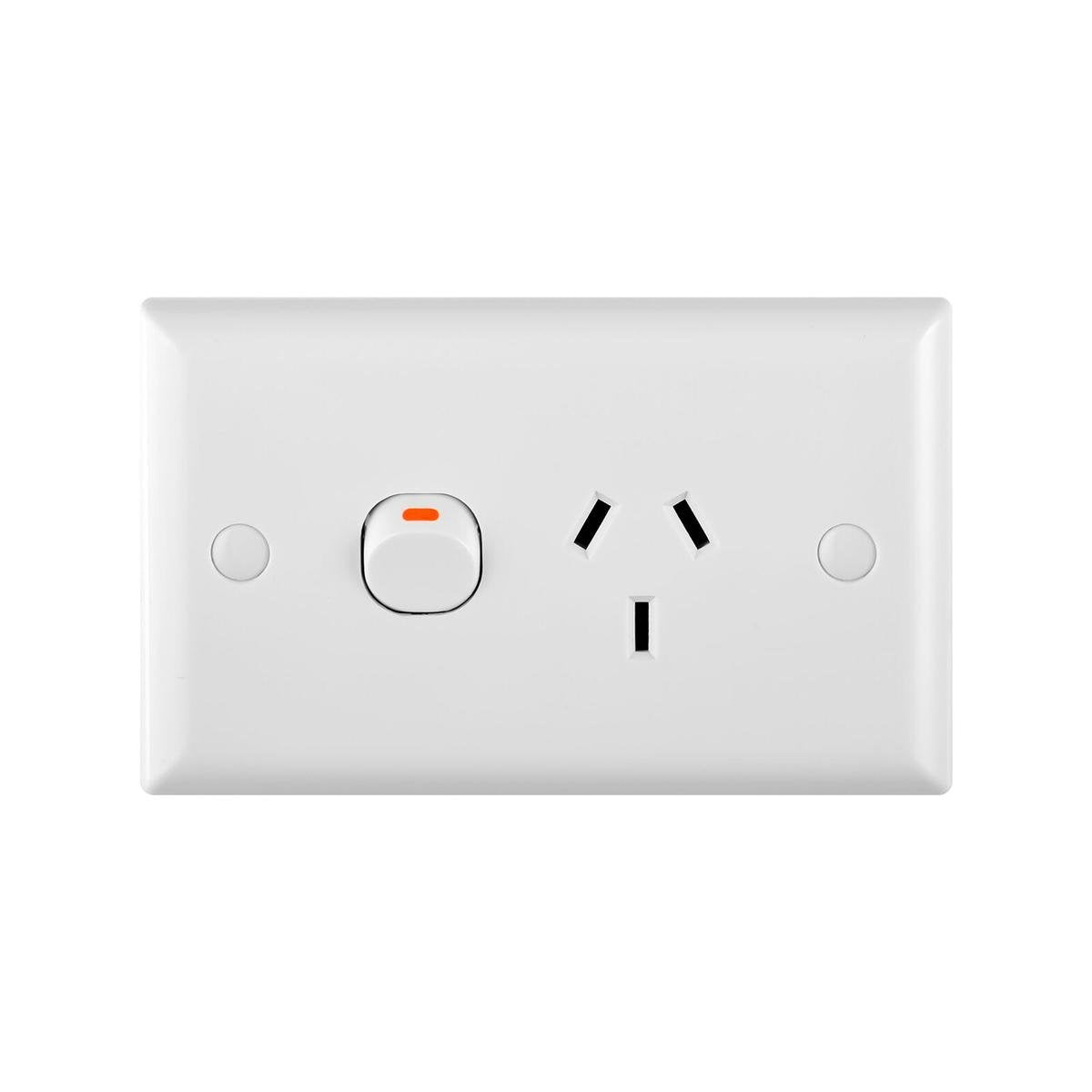 DETA Solid Plate Single Power Point 10A 250V White Polycarbonate 3201B