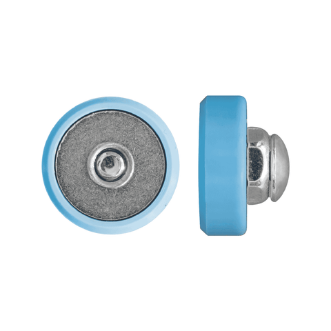 Rolltrak 19mm Blue Acetal Flat Roller with Screw, Shower Screen Door
