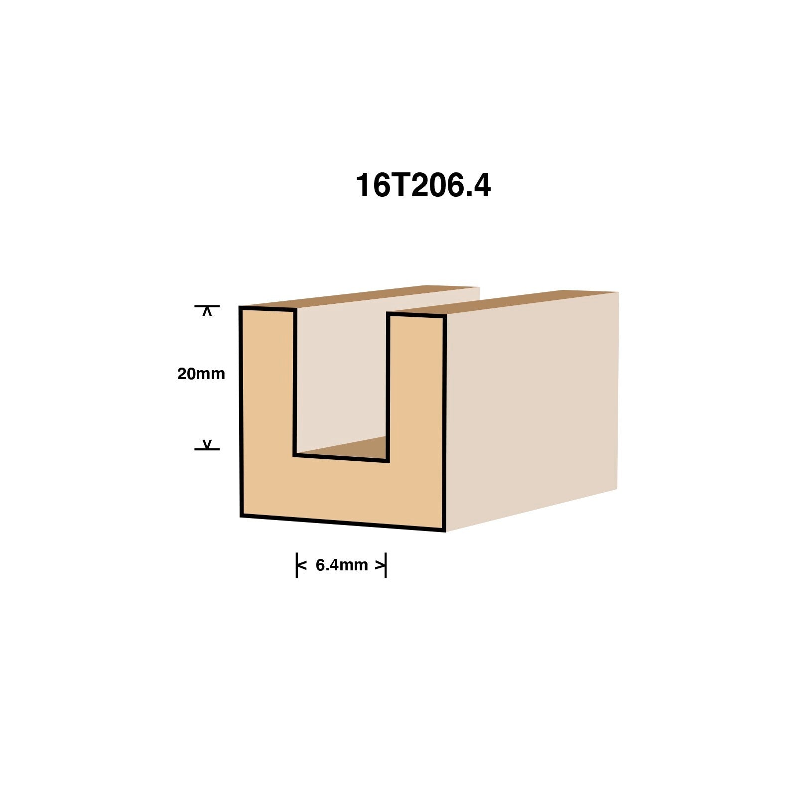 Ultra 6.4mm Straight Router Bit - Tungsten Carbide Tipped, 1/4" Shaft