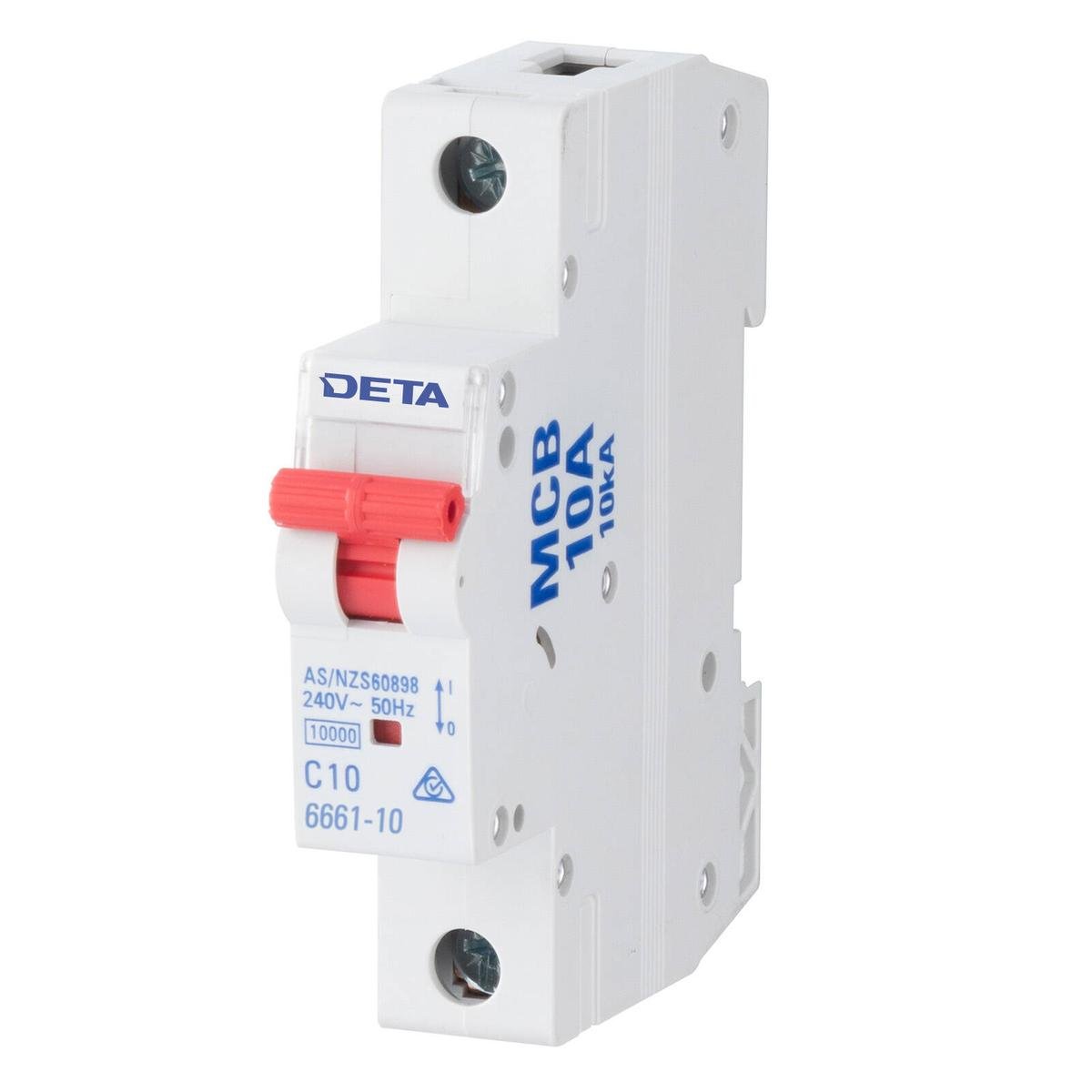 DETA 10A 1 Pole 240V DIN Rail Miniature Circuit Breaker 6661-10B