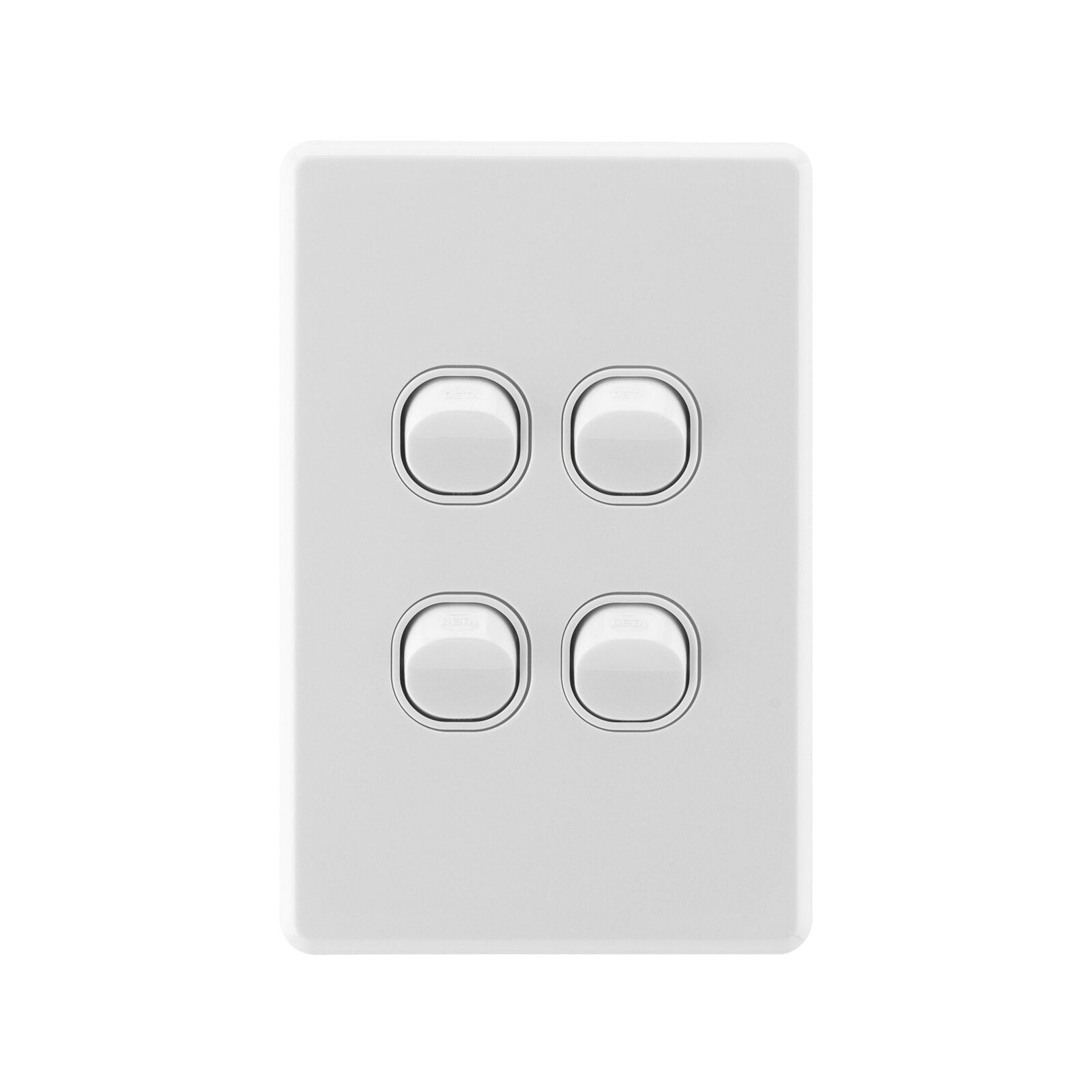 Deta S Line Gloss White Quad Vertical Wall Switch Gloss White - SuperSaverAU - view 1