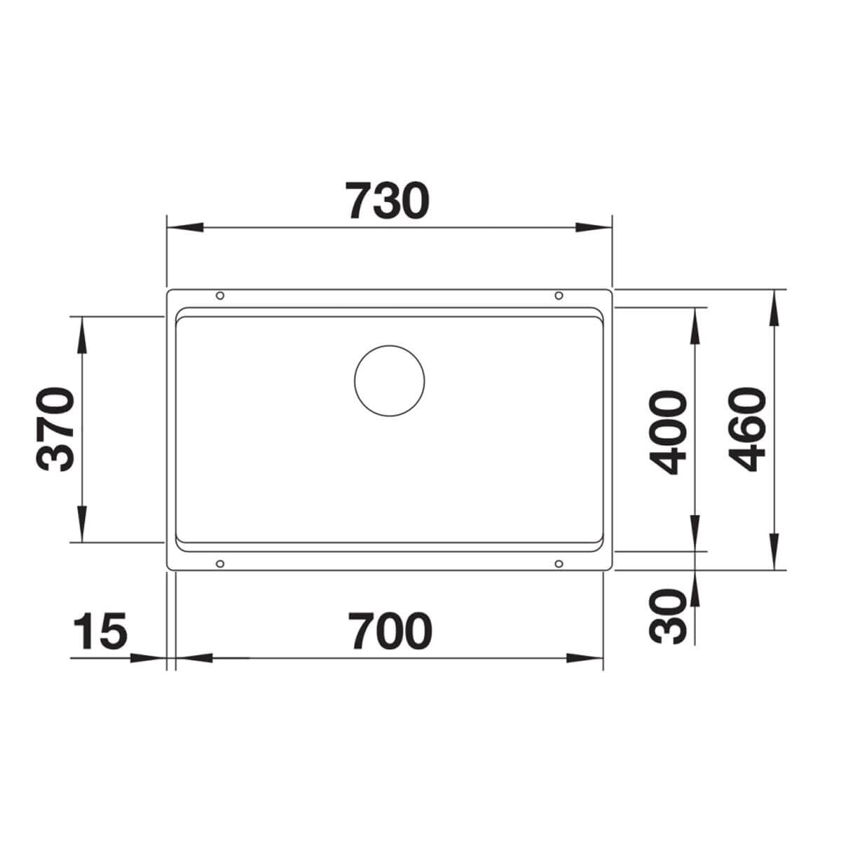 Blanco Etagon 700-U single bowl undermount sink - SILGRANIT black, Etagon rails, InFino drain - 528005