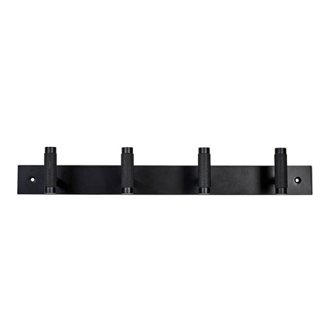 Adoored 4 Hook Black Knurled Decorative Steel Hook Rack