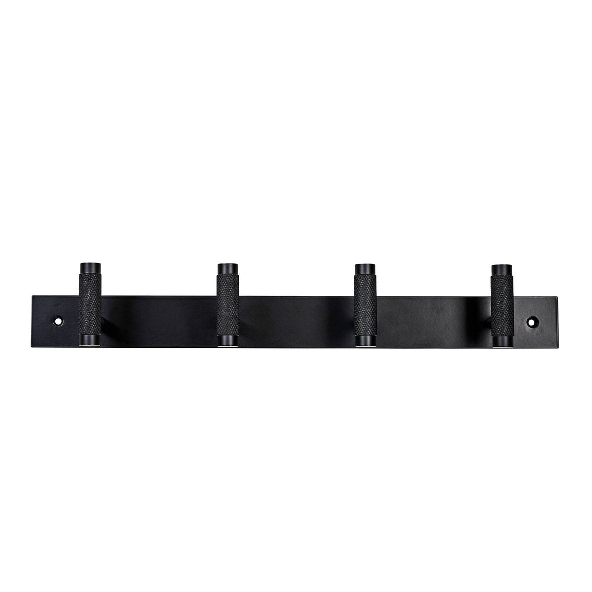 Adoored 4 Hook Black Knurled Decorative Steel Hook Rack