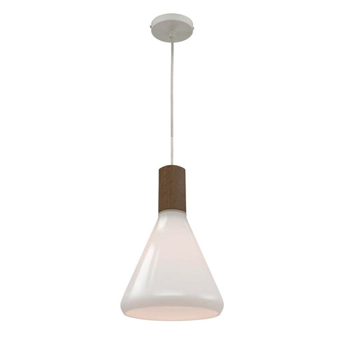 Mercator Tara Small Timber & Opal Glass Pendant 210mm E27 Indoor