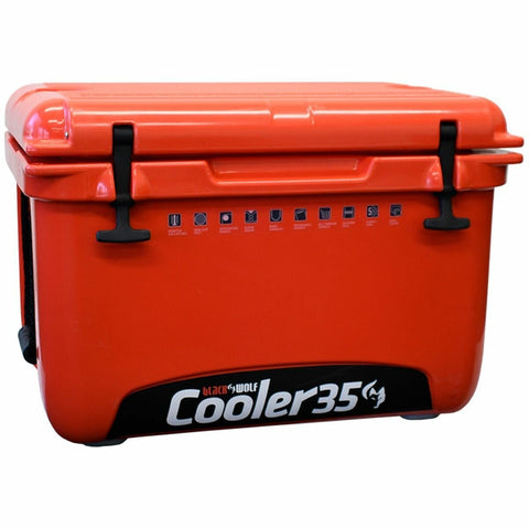 BlackWolf 35L hardside cooler - red and orange, dry ice compatible, rapid drain system - 33W012911341009