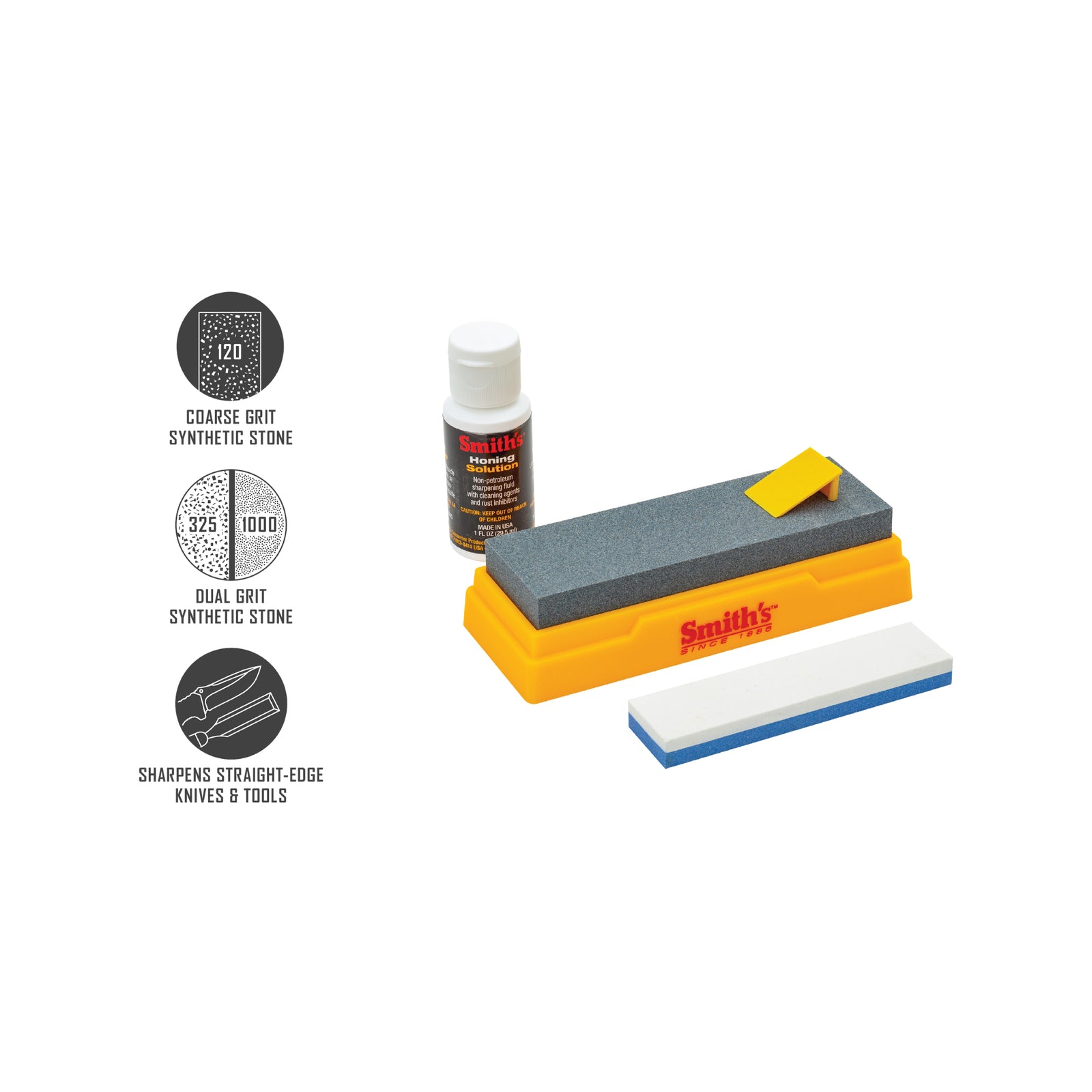 Smith's Combination Bench Stone Kit with Honing Solution