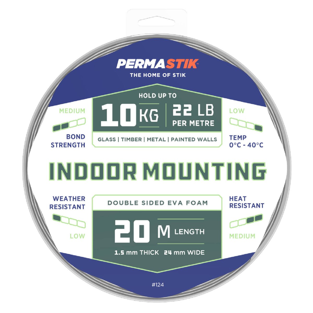 Permastik Indoor Mounting Tape - 24mm x 20m - Foam - 10kg Hold - SuperSaverAU - view 1