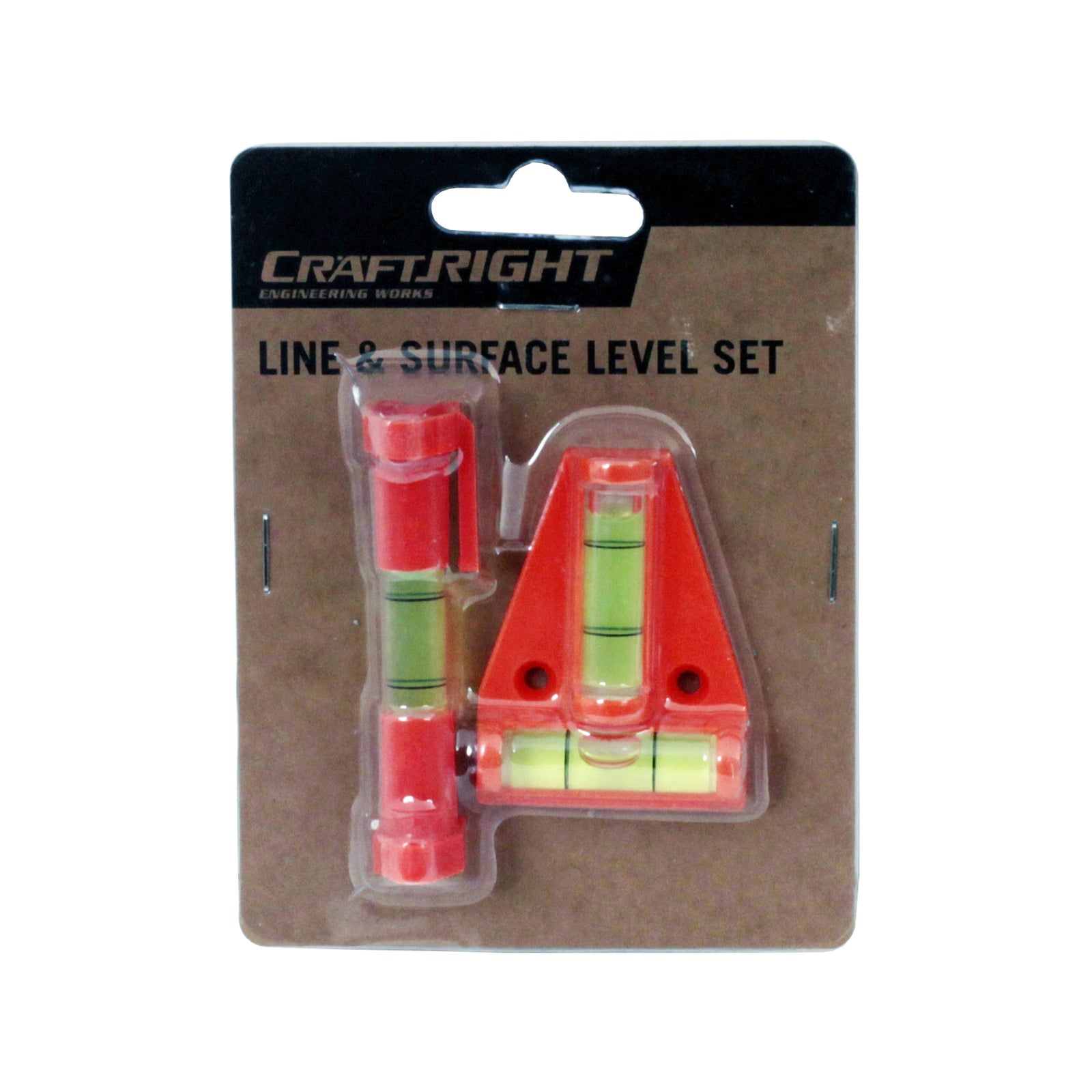 Craftright Line and Surface Level Set 2 Piece, 3 Vials, Waterproof ABS, Orange