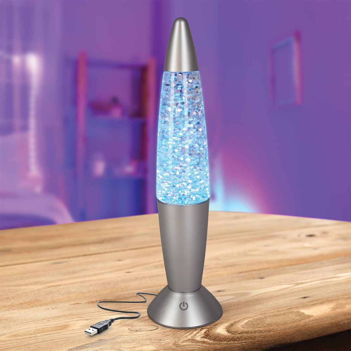 Lytworx Colour Changing Glitter Lava Lamp - USB Powered - 35cm - Multi-colour - Auto Timer - SuperSaverAU - view 2