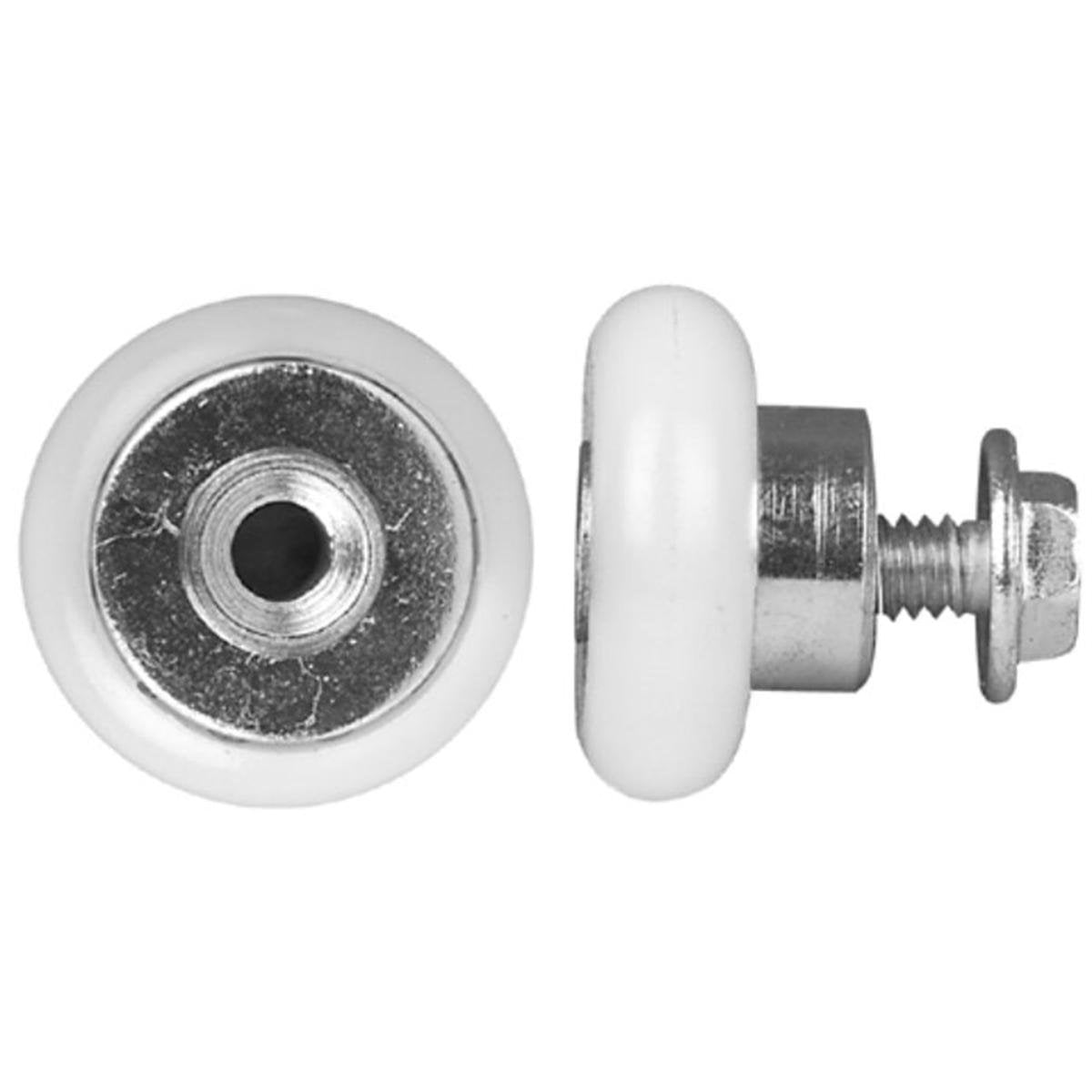 Rolltrak 19mm White Acetal Convex Roller with Threaded Stud, Shower Screen Door