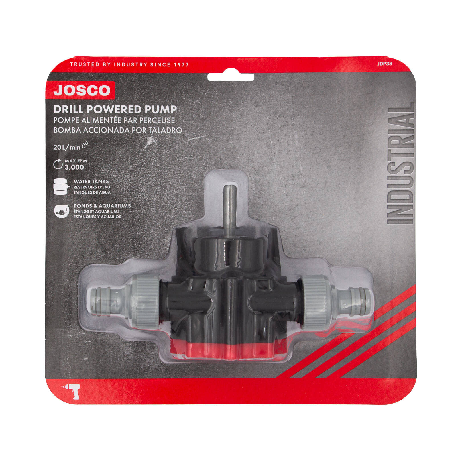 Josco 20L/min Self-Priming Drill Powered Pump JDP38