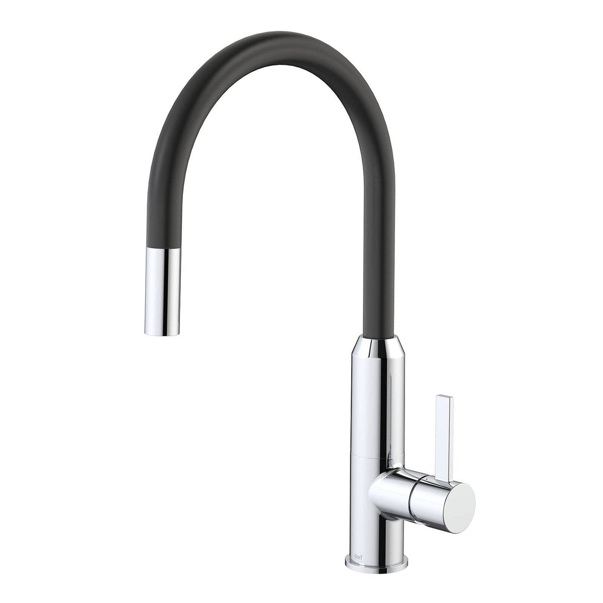 Dorf Vixen Black/Chrome Brass Retractable Sink Mixer, Pull-Out Sprayer 5 Star WELS 6L/min