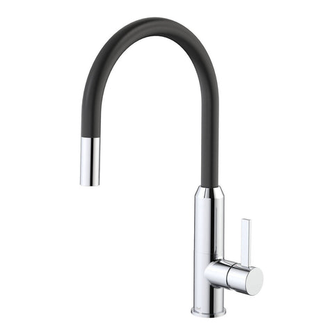 Dorf Vixen Retractable Sink Mixer 116mm x 455mm - Black Chrome - Lead Free - SuperSaverAU - view 1
