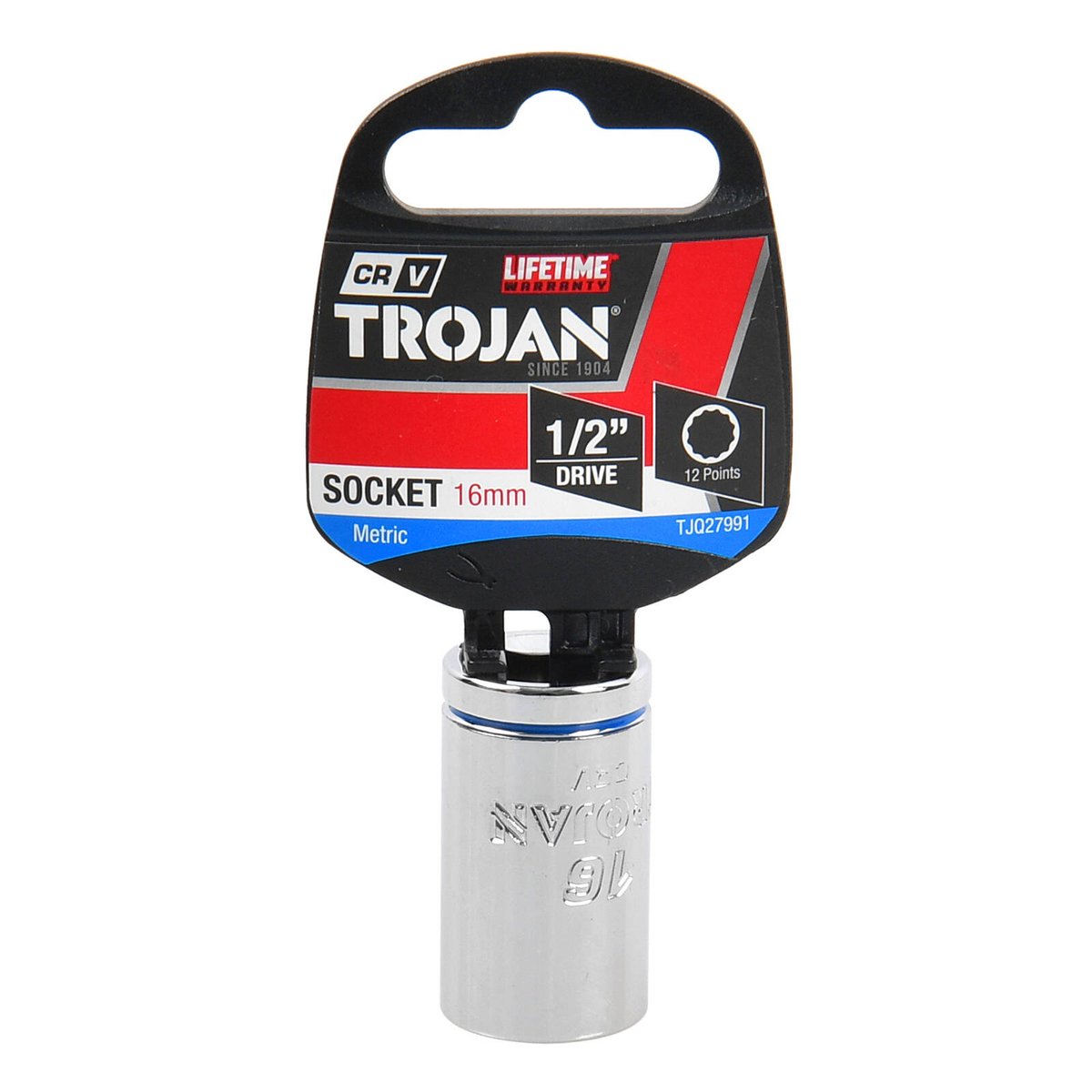 Trojan 16mm Socket 1/2 Drive - Polished Chrome Vanadium - Durable 12-Point Design - SuperSaverAU - view 2