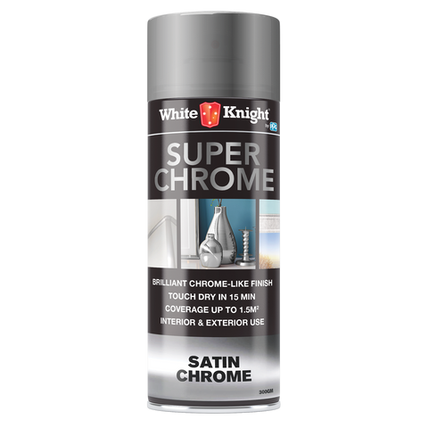 White Knight 300g Super Chrome Satin Spray Paint - Indoor/Outdoor