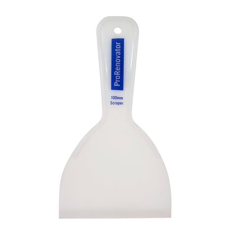 Pro Renovator 100mm Plastic Flat Blade Scraper for Paint Removal & Putty
