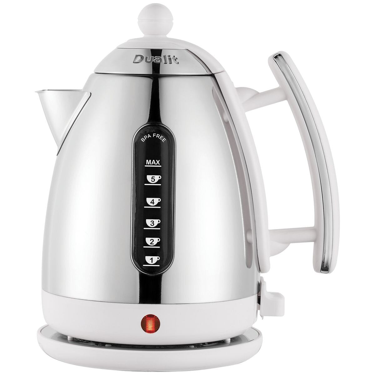 Dualit Jug Kettle 1.5L - Gloss White Polished Finish, 2400W Rapid Boil, 360 Degree Base - DU72041