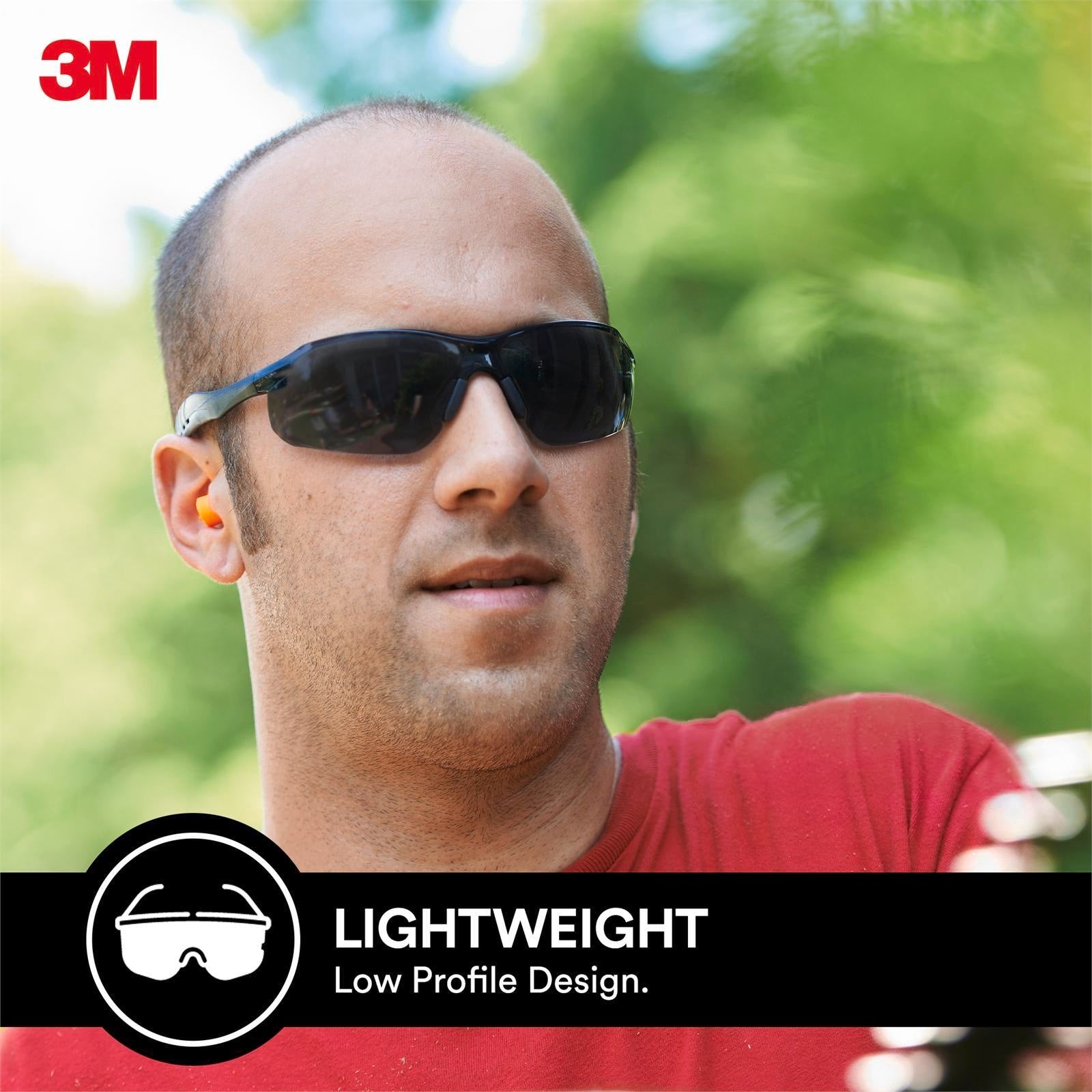 3M Black Grey Flat Temple Safety Glasses Antifog Antiscratch UV Protection
