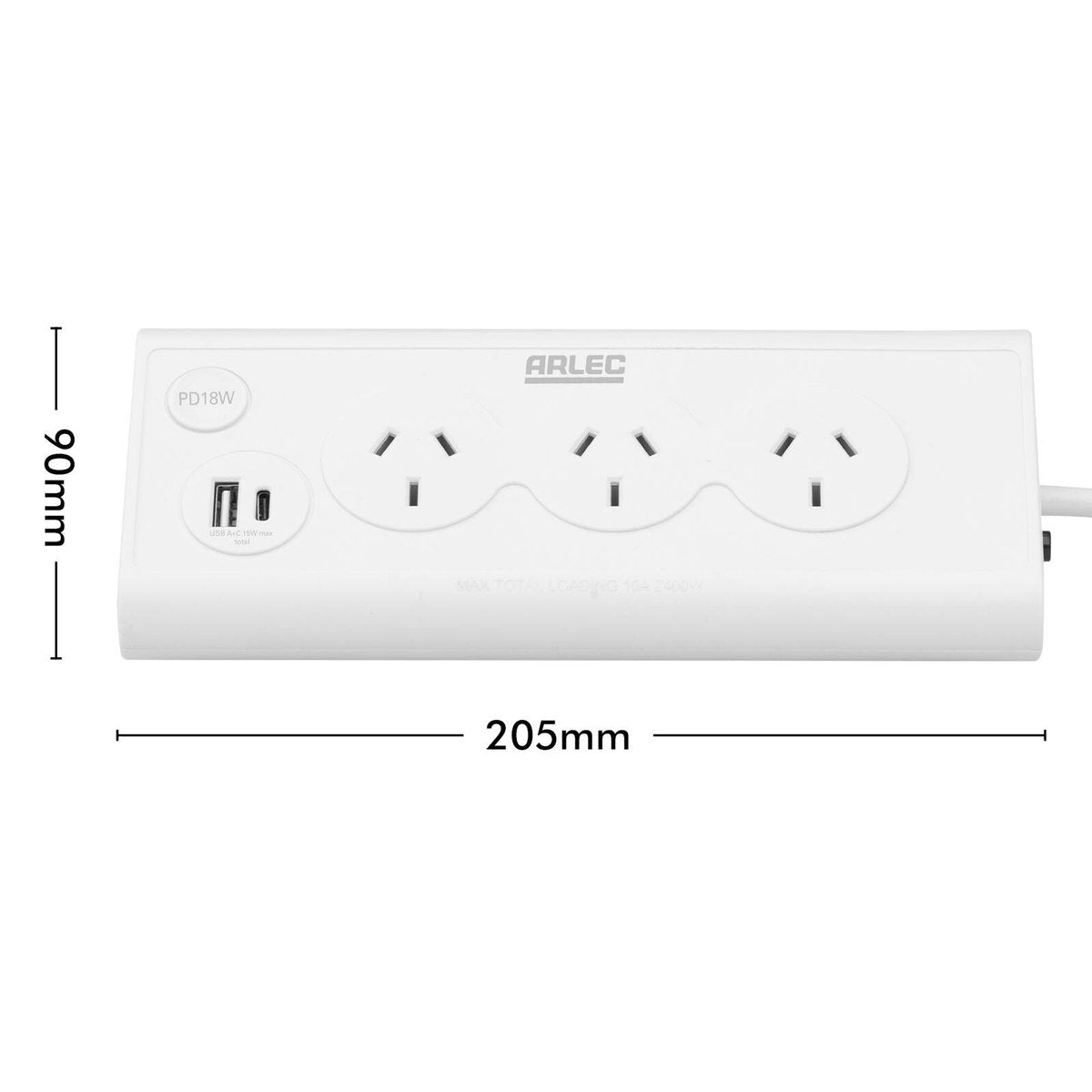 Arlec 3 Outlet Triangular Powerboard 70mm - White - Fast Charging USBs - SuperSaverAU - view 5