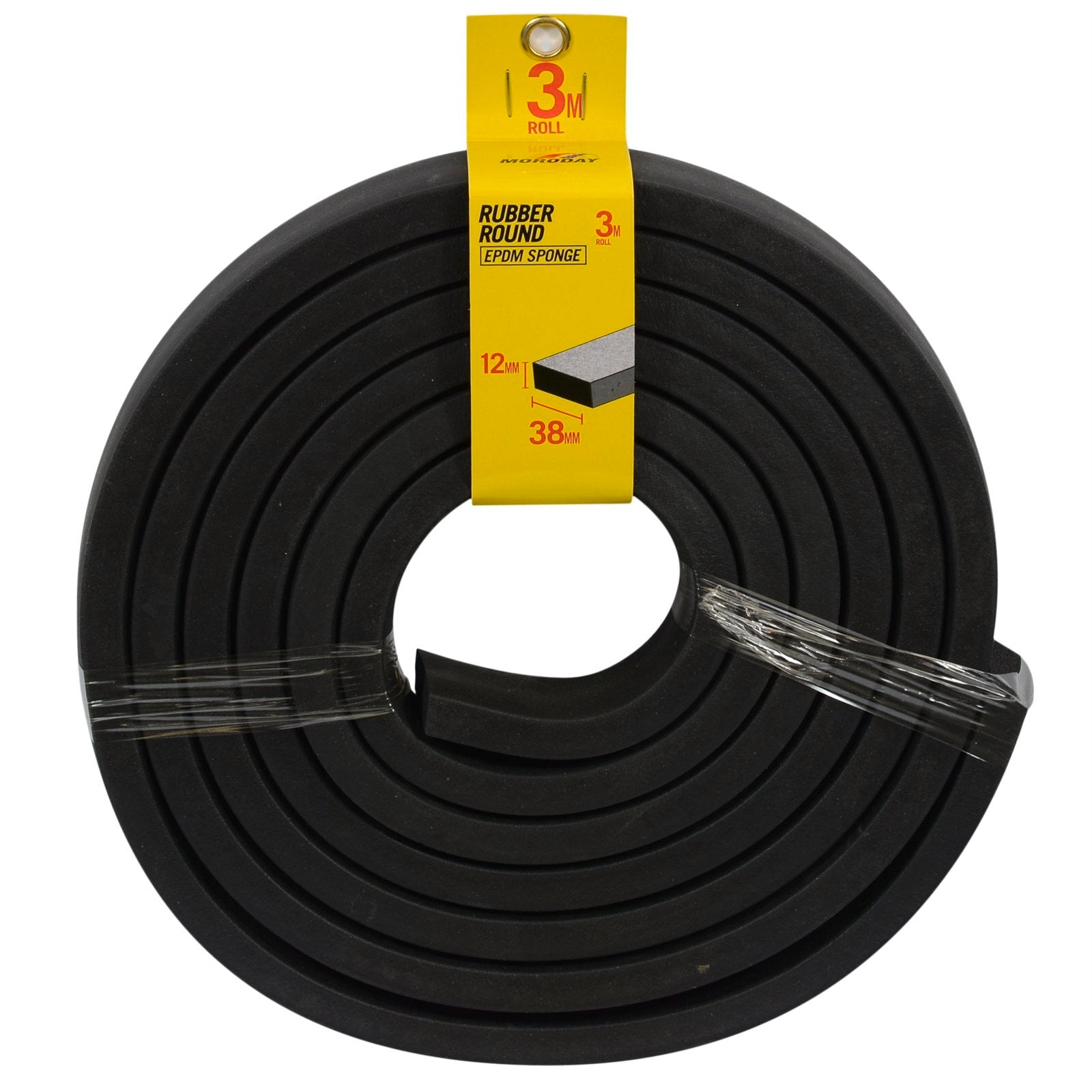 Moroday Rectangle Sponge Rubber Strip, 12 x 38mm x 3m EPDM, Black
