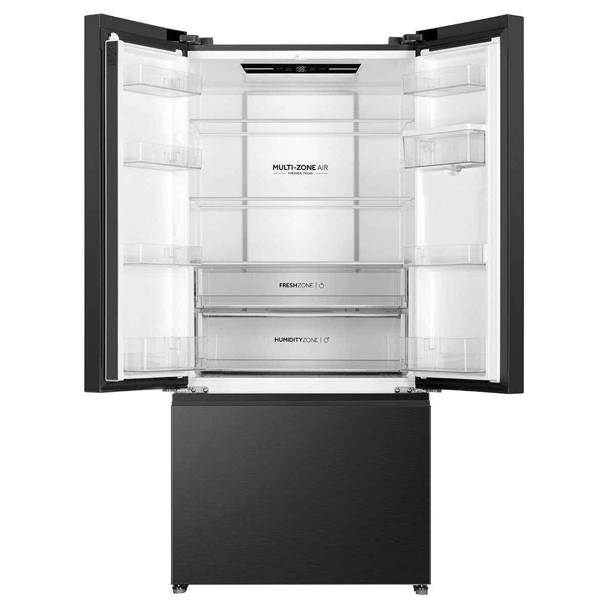 Haier 509L French Door Fridge - Black - Non-Plumbed Water Dispenser - 5 Star Energy - HRF510FHC