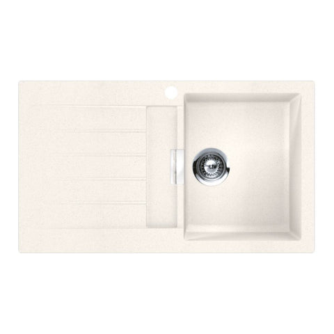 Abey Single Bowl Topmount Sink - 30L Granite Cristadur, Left Hand Drainer, Polaris White - D100WR