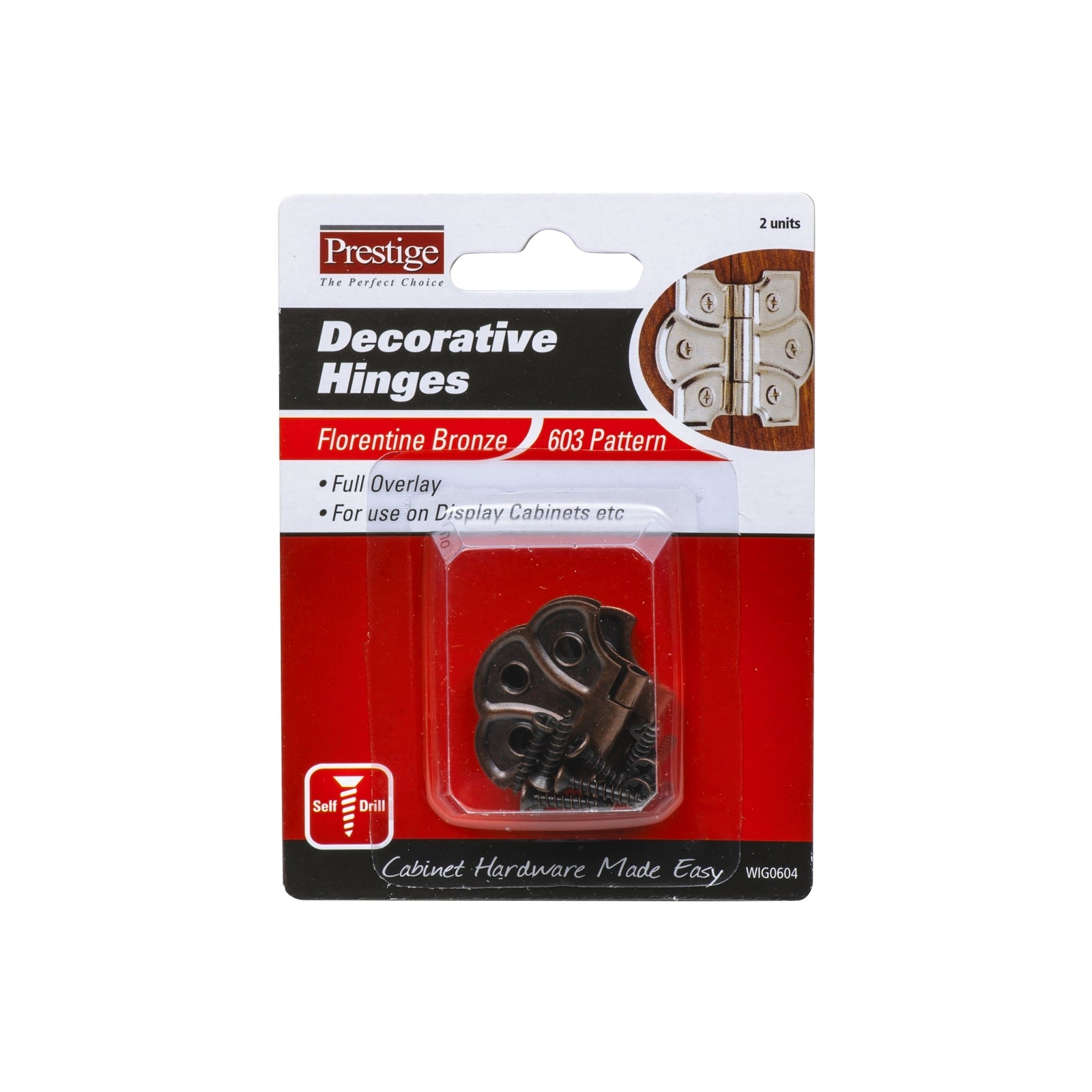 Prestige 35mm Florentine Bronze Steel Decorative Butt Hinges - 2 Pack