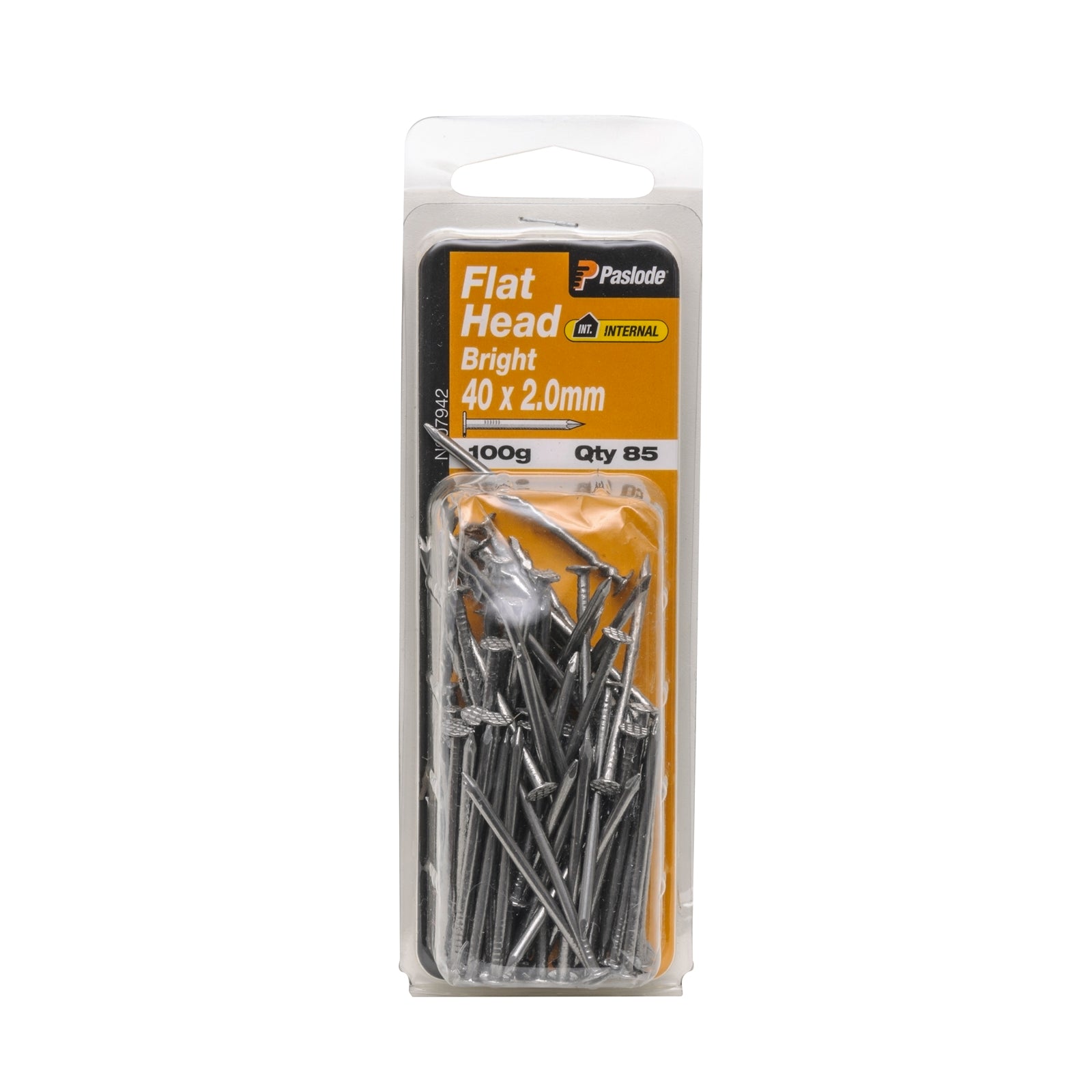 Paslode 40 x 2.0mm Bright Steel Flat Head Nails 100g - 85 Pack