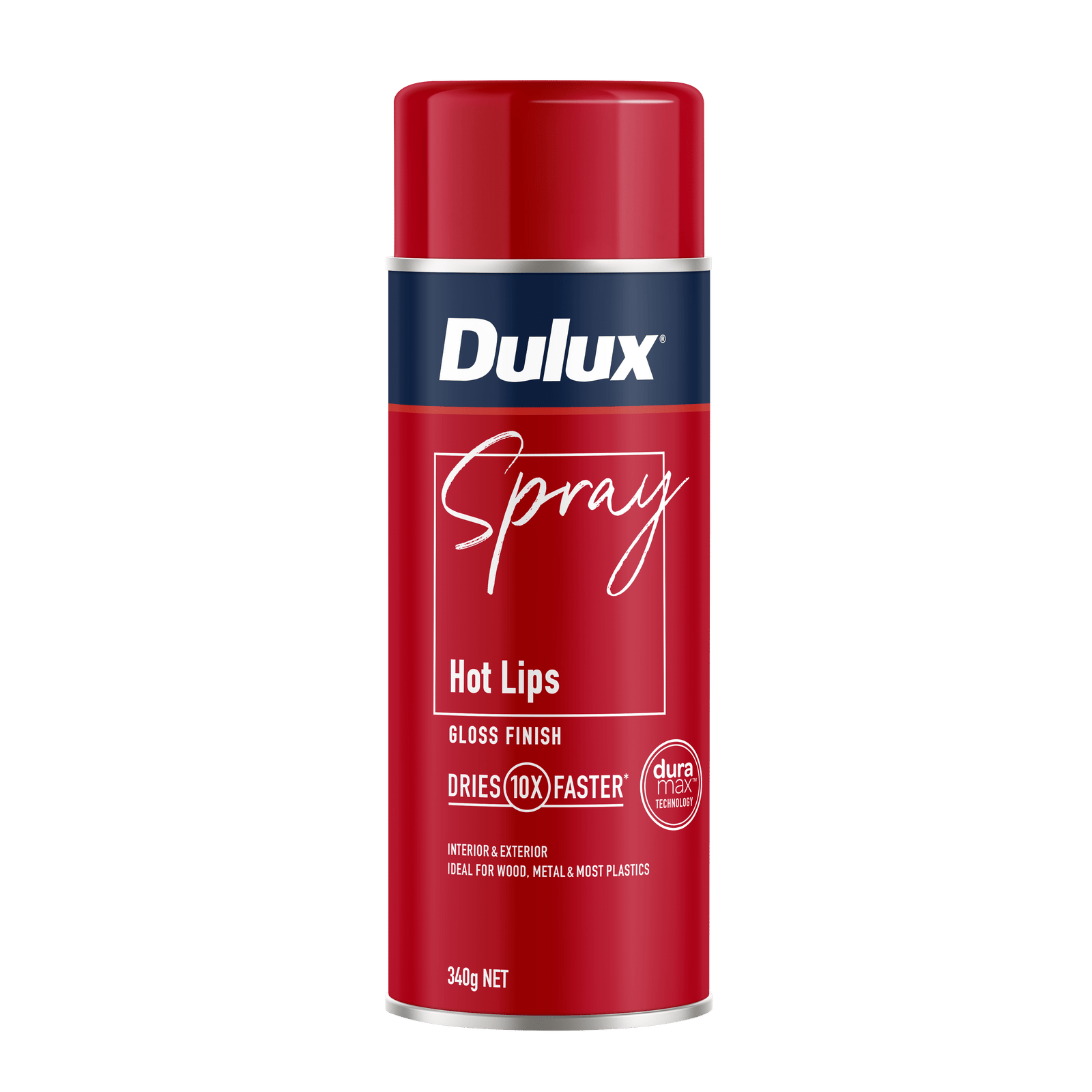 Dulux 340g Hot Lips Gloss Spray Paint, Indoor, 2.2m2/L Coverage