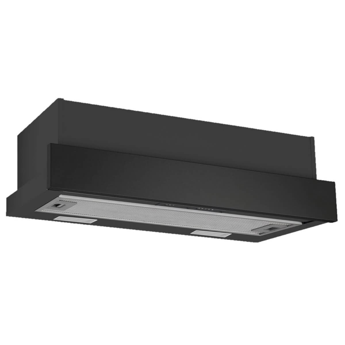 Omega 60cm Slide-Out Rangehood - Matt Black, Three Fan Speeds, 440m³/h Max Air - ORT6WBA