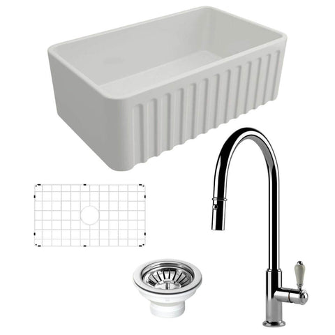 Turner Hastings Novi 75 Butler Sink Pack - Chrome Ludlow Pull Out Mixer Tap - PKG024