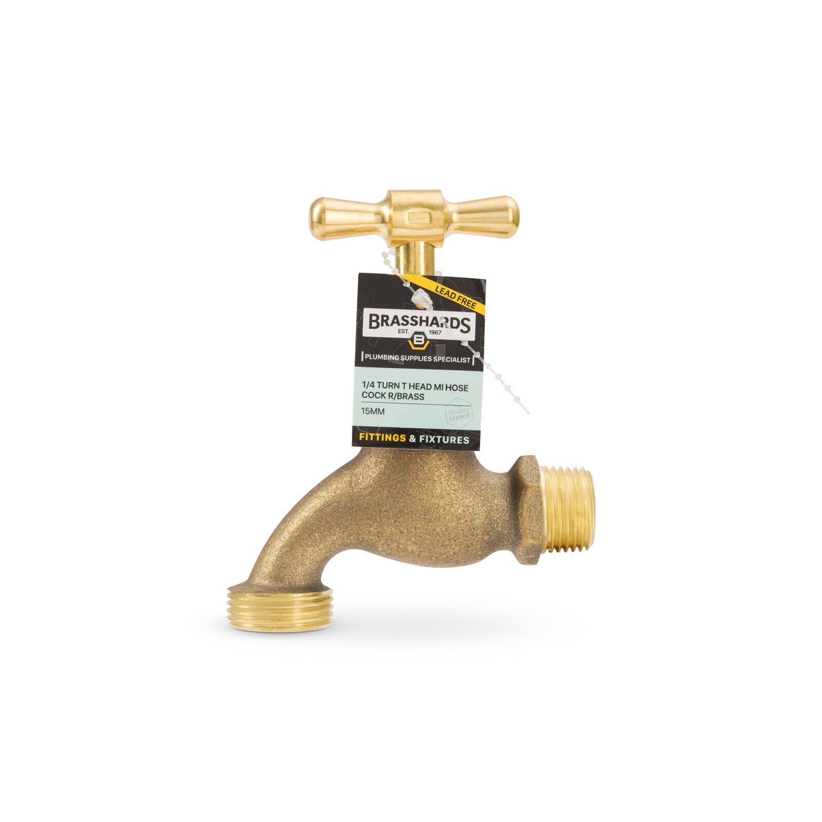 Brasshards 15mm Brass Lead Free 1/4 Turn T-Head MI Hose Tap