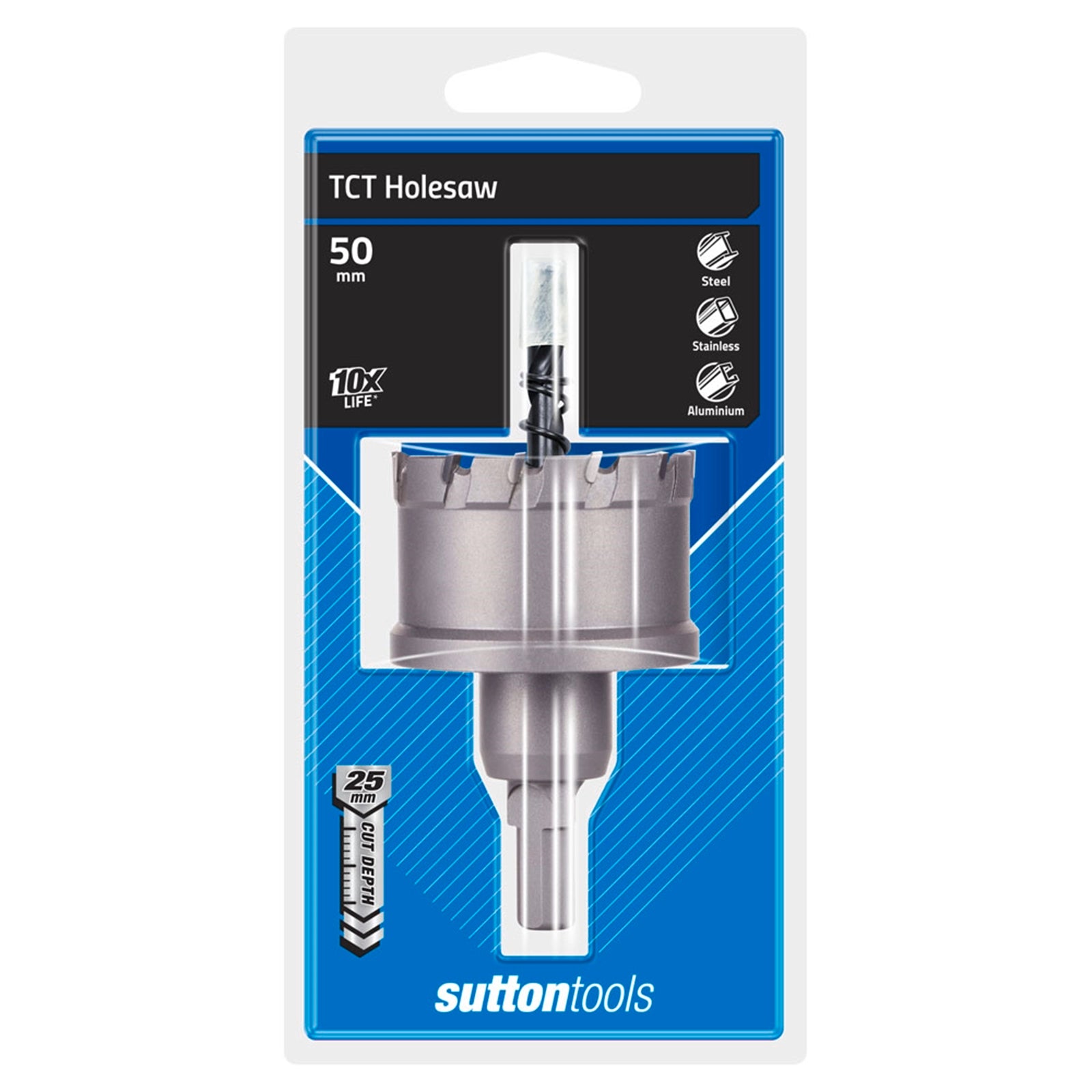 Sutton Tools 50mm TCT Holesaw for Steel, Stainless Steel, Aluminium & Fibreglass