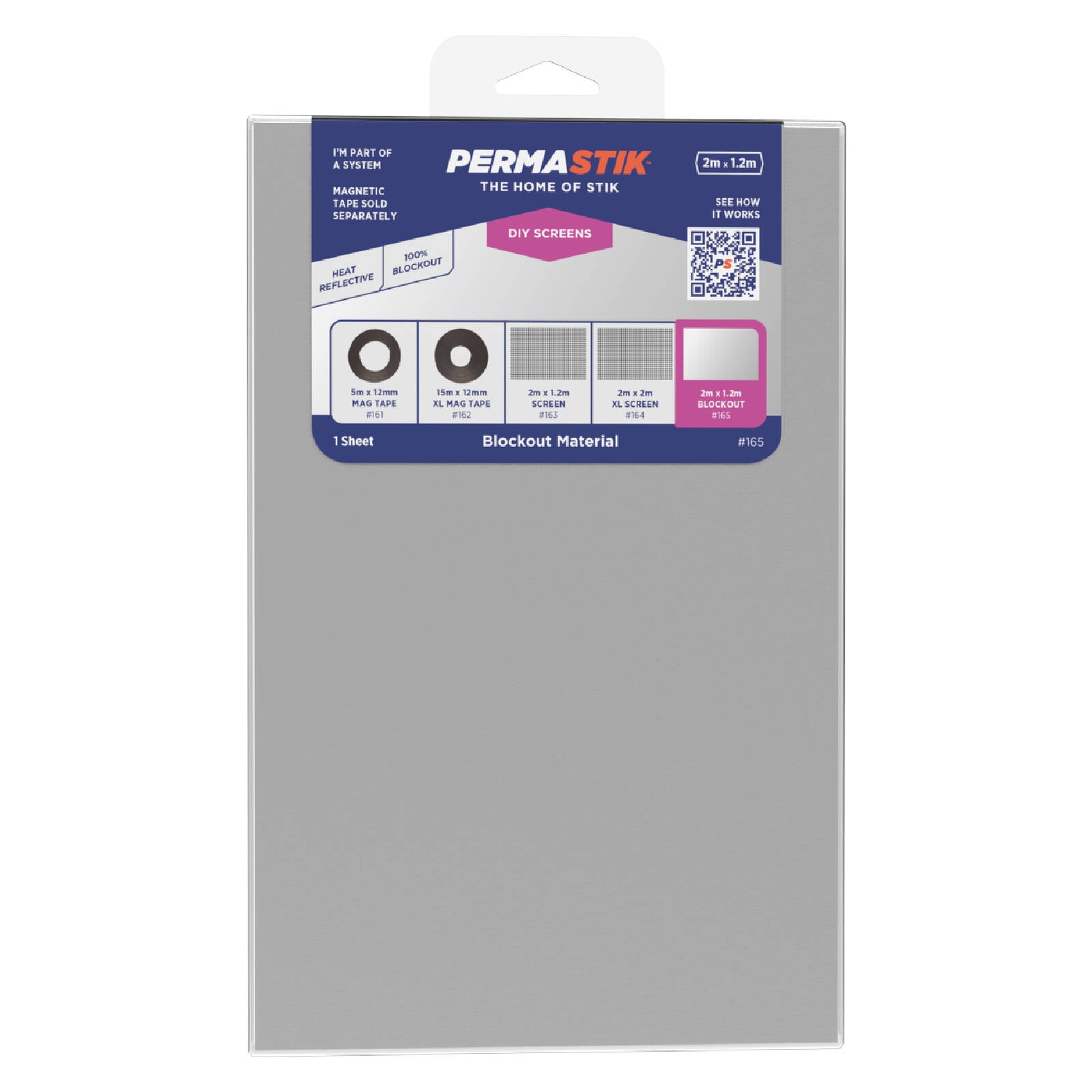 Permastik 2 x 1.2m Silver Polyester Blockout Screen Material