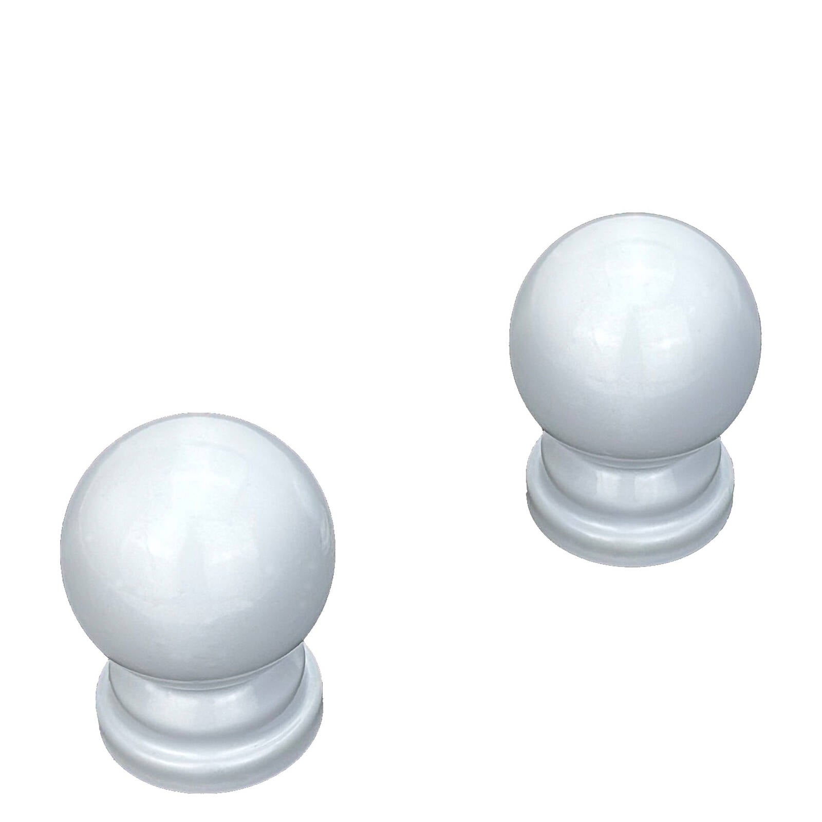 Pillar Products 16mm White Powdercoated Steel Ball Curtain Rod Finials, Pair