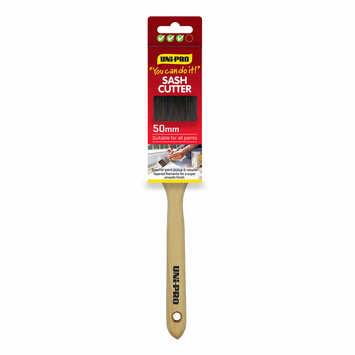 Uni-Pro 50mm You Can Do It Sash Cutter Paint Brush, Timber Handle