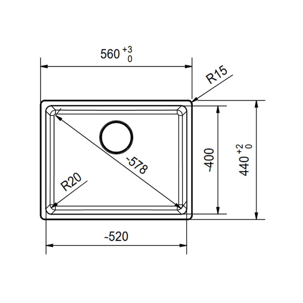 Franke Maris 520mm topmount granite sink - Stone Grey, hidden overflow - MRG610-52SGB