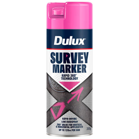 Dulux 350g Fluoro Pink Survey Marker Spray Paint, High-Visibility Line Marking