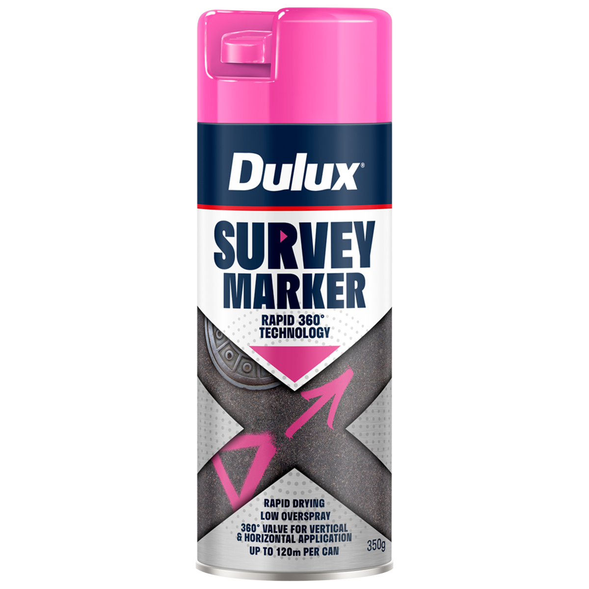 Spray Dulux Survey Marker 350g - Fluoro Pink - High-Visibility Outdoor Use - SuperSaverAU - view 1