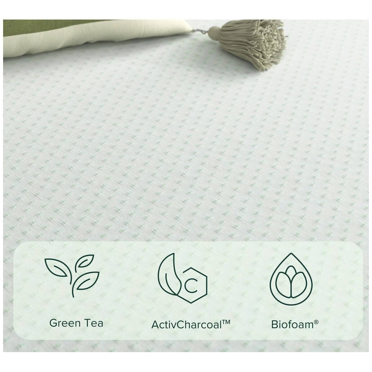 Zinus Queen Green Tea Memory Foam Mattress - 30cm Thick, 7-Zone Support, ActivCharcoal - AU-MFGNO4ZC-12Q