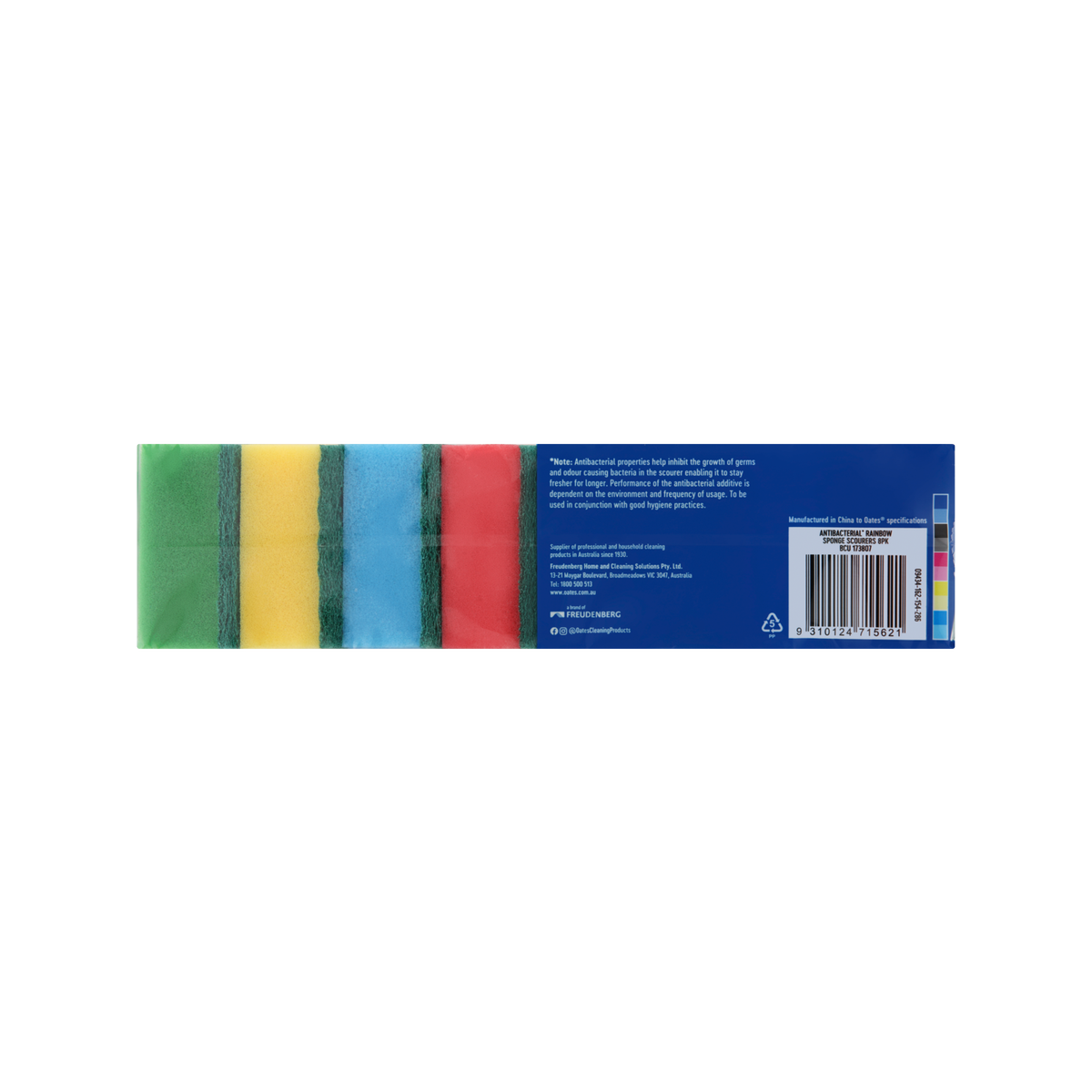 Oates Antibacterial Rainbow Sponge Scourers - 8 Pack