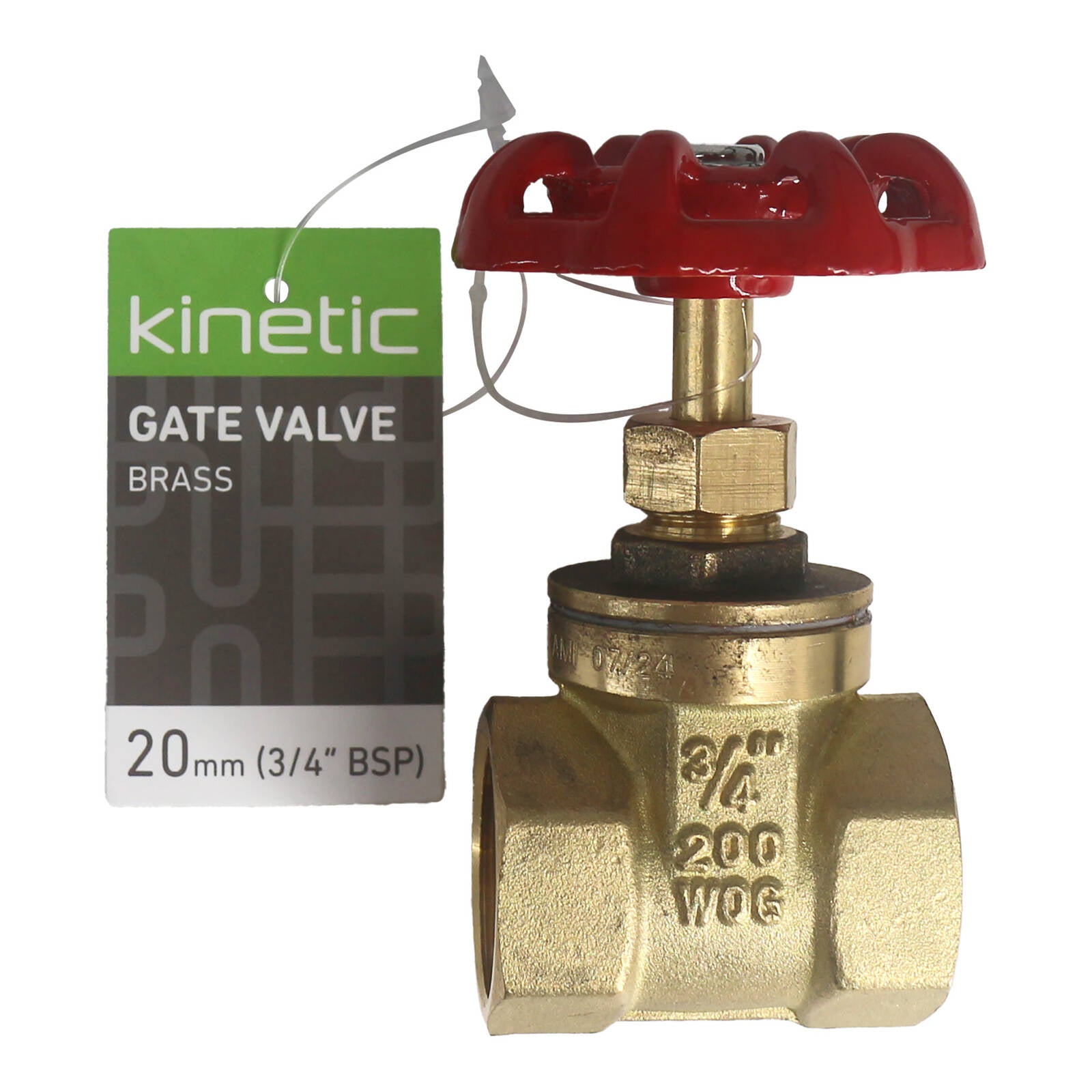 Kinetic 20mm Brass Universal Thread Gate Valve, Lead Free Brass, Non-Rising Stem