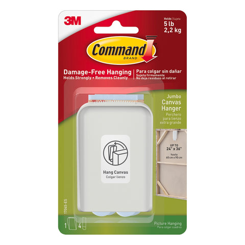 Command Jumbo Canvas Hanger White, Damage-Free Hanging