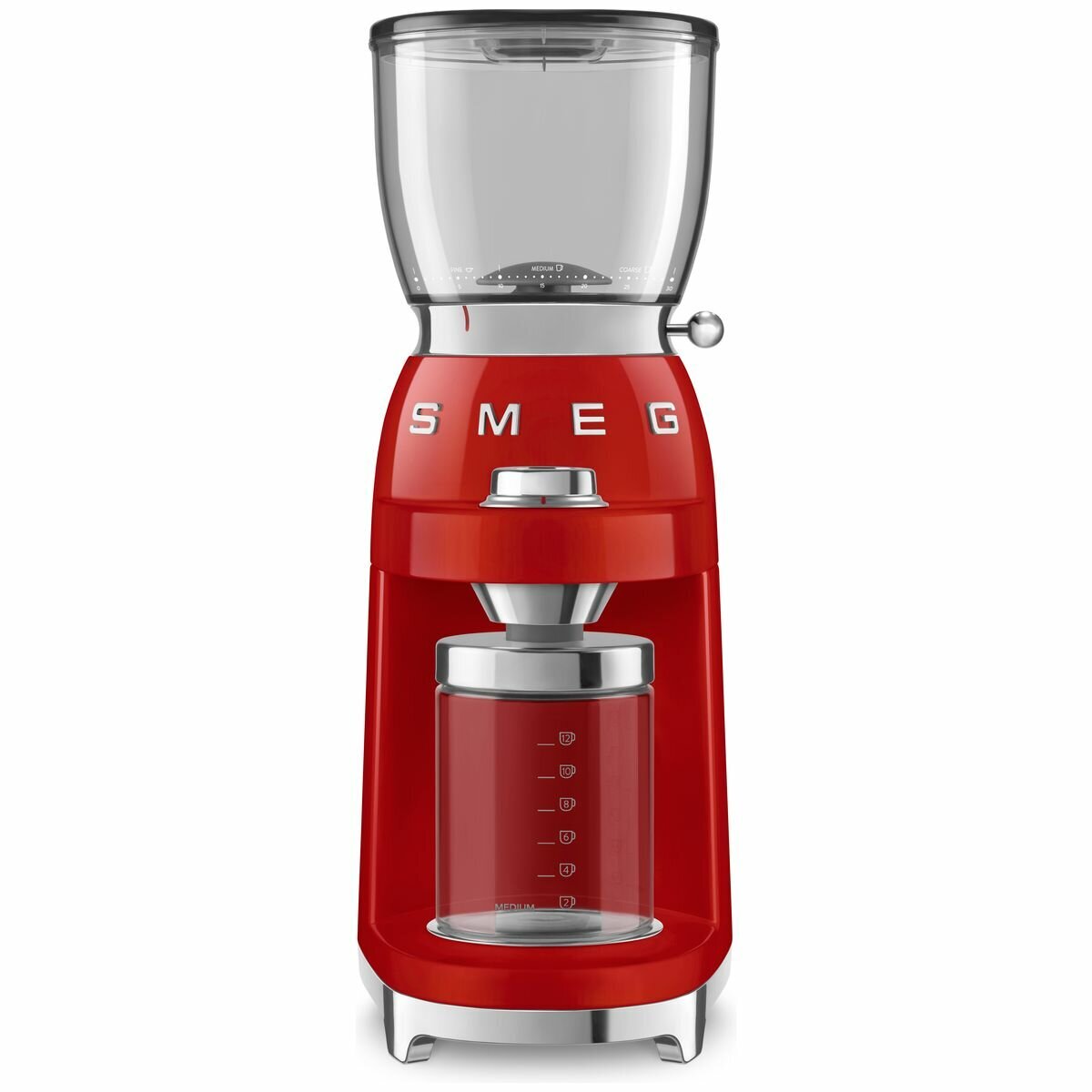Smeg 50's retro style coffee grinder - red - 350g bean hopper - conical burr - CGF01RDAU