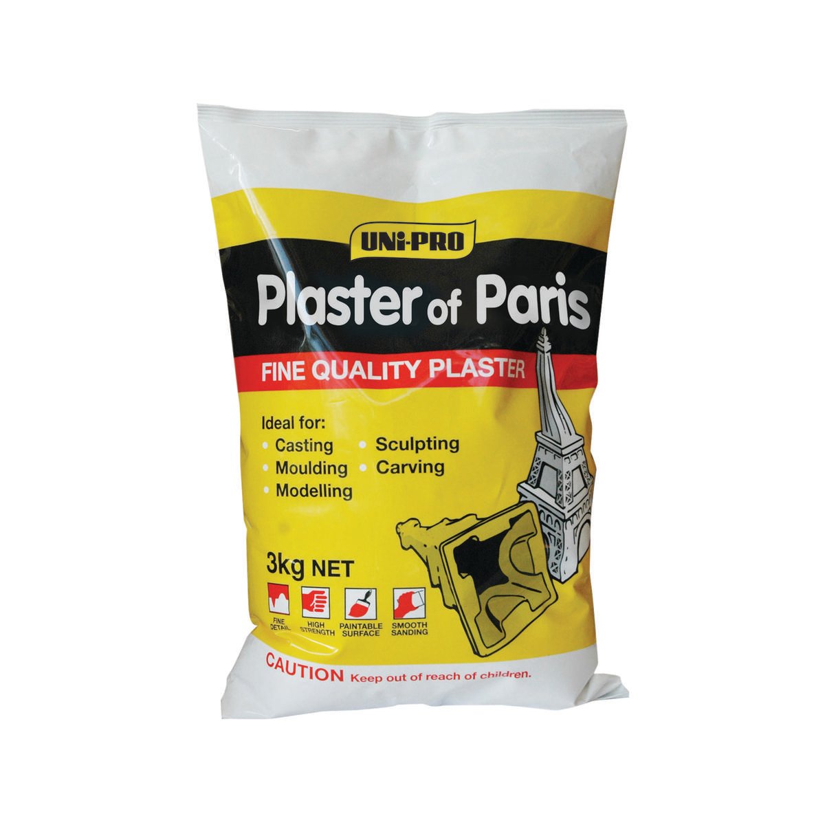 Uni-Pro Plaster Of Paris 3kg White Paintable Sandable