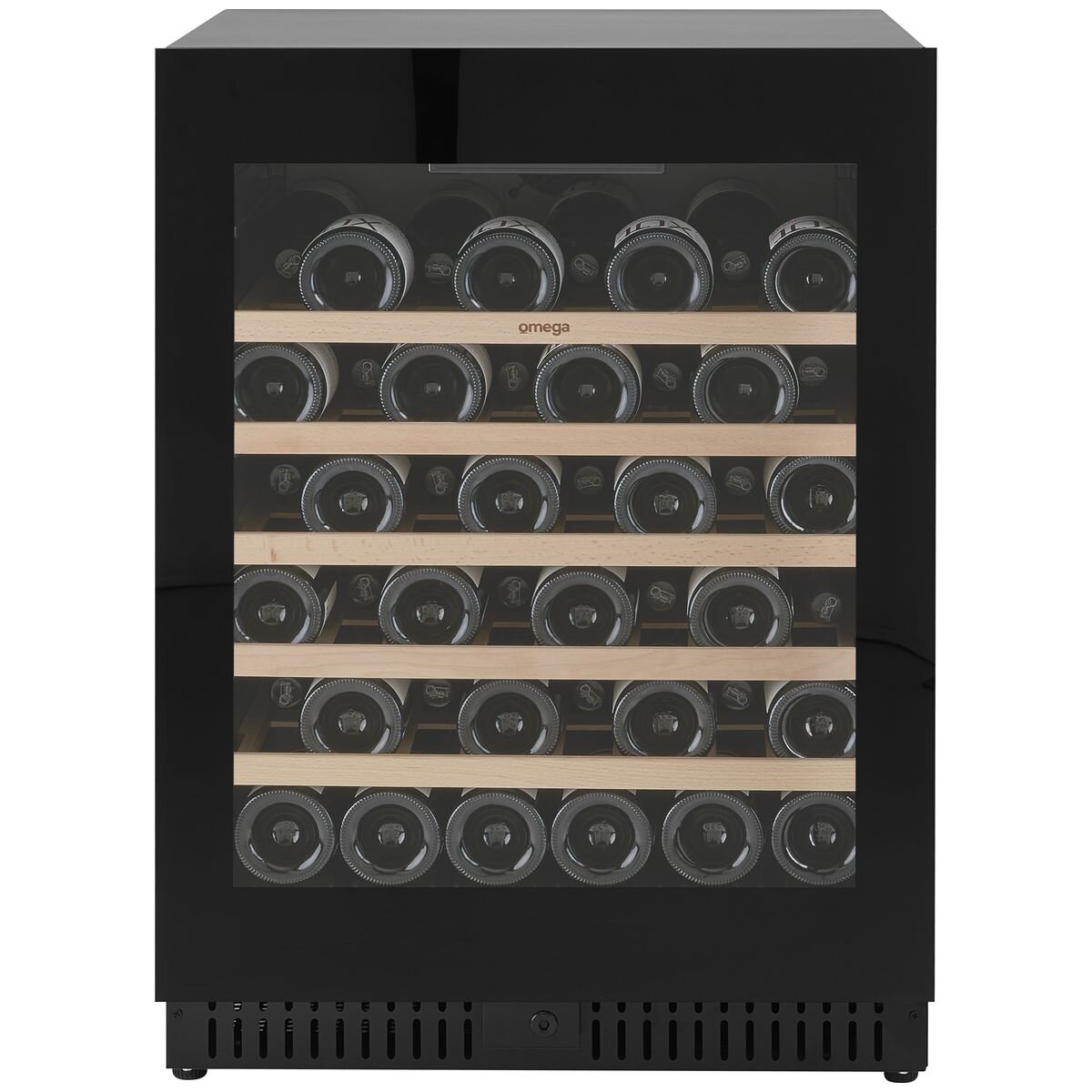 Omega 52 Bottle Single Zone Wine Cabinet - Black, Triple Glazed UV Glass, Built-In or Freestanding - OCW52SB