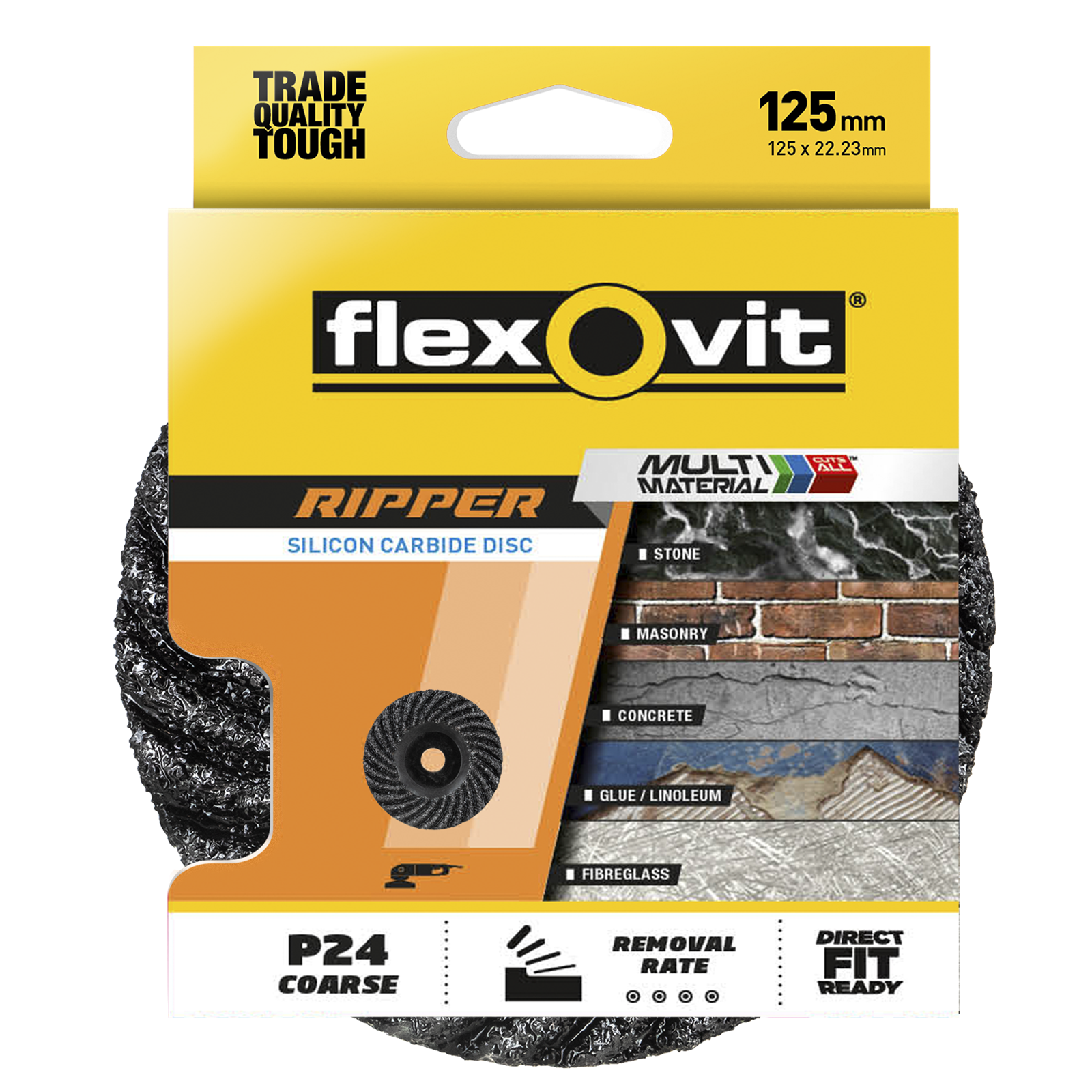 Flexovit 100 x 16mm Black Silicone Carbide Stripping Ripper Grinding Disc